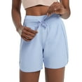 thumbnail image 3 of BALEAF Women's 5" Workout Shorts Athletic Running Shorts High Waisted with Zipper Pocket Gym Quick Dry Hiking Sports Light Blue M, 3 of 7