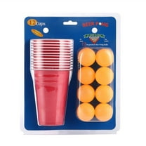 24-Piece Beer Pong Game Set | 16oz Plastic Cups (6 Blue & 6 Red)   12 Balls | Drinking Game for Adults | Party Games for Students, Birthdays & Stag Dos