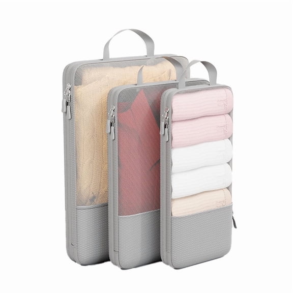 3Pcs Travel Organizer Bags Set Compression Storage for Luggage Essentials