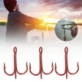 thumbnail image 2 of Fishing Hook, Red 3 Options Fishhook, 100PCS For Stream Sea Fishing Pool Wild Fishing 10#, 2 of 8