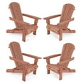 thumbnail image 1 of Costway Folding Adirondack Chair Set of 4 with High Backrest & Wide Armrests Wooden Brown, 1 of 8