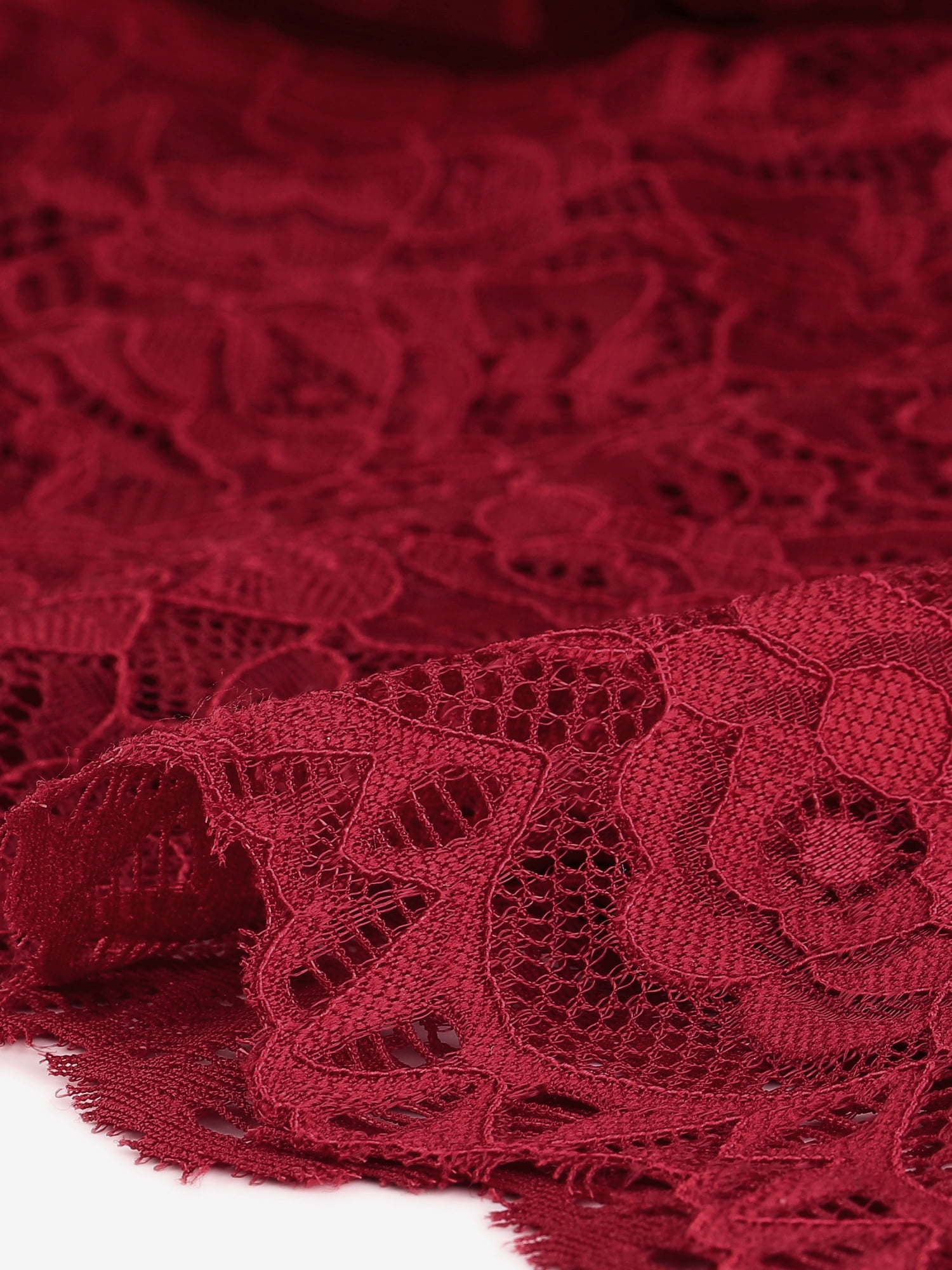 DARING DIVA Women's Elegant Lace 3/4 Sleeves Cocktail Dress M Burgundy