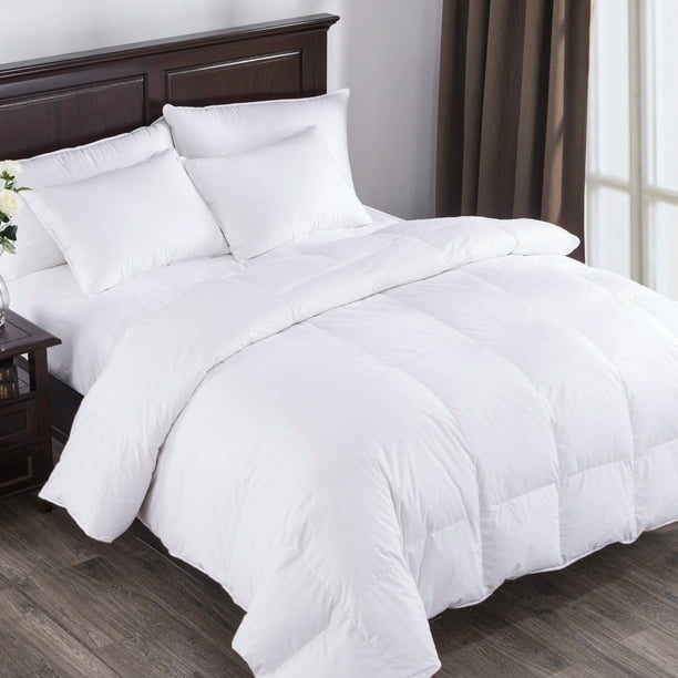 Hypoallergenic Box Stitched Duvet Insert White Goose Down Queen