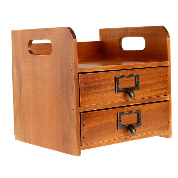 Boîte de rangement en bois de bureau rétro, bureau de bureau