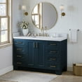 thumbnail image 2 of Ariel Taylor 54 In. Rectangle Sink Bathroom Vanity With Carrara White Quartz Countertop 1.5 Edge In Midnight Blue, 2 of 11