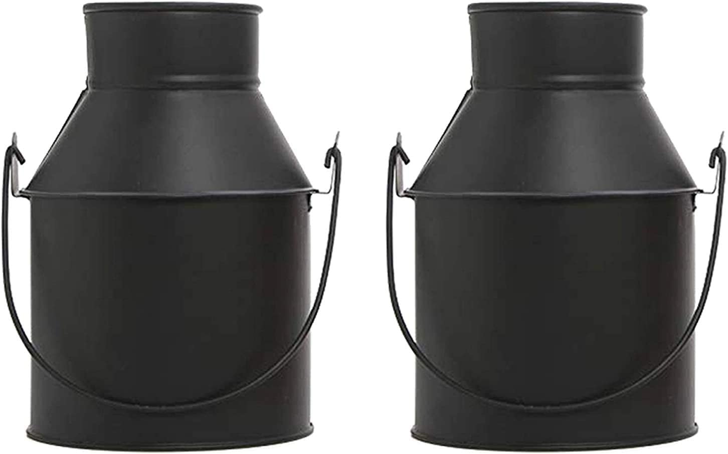Hosley Set of 2, 7 Inch High, Black Zinc Metal Jug Vases