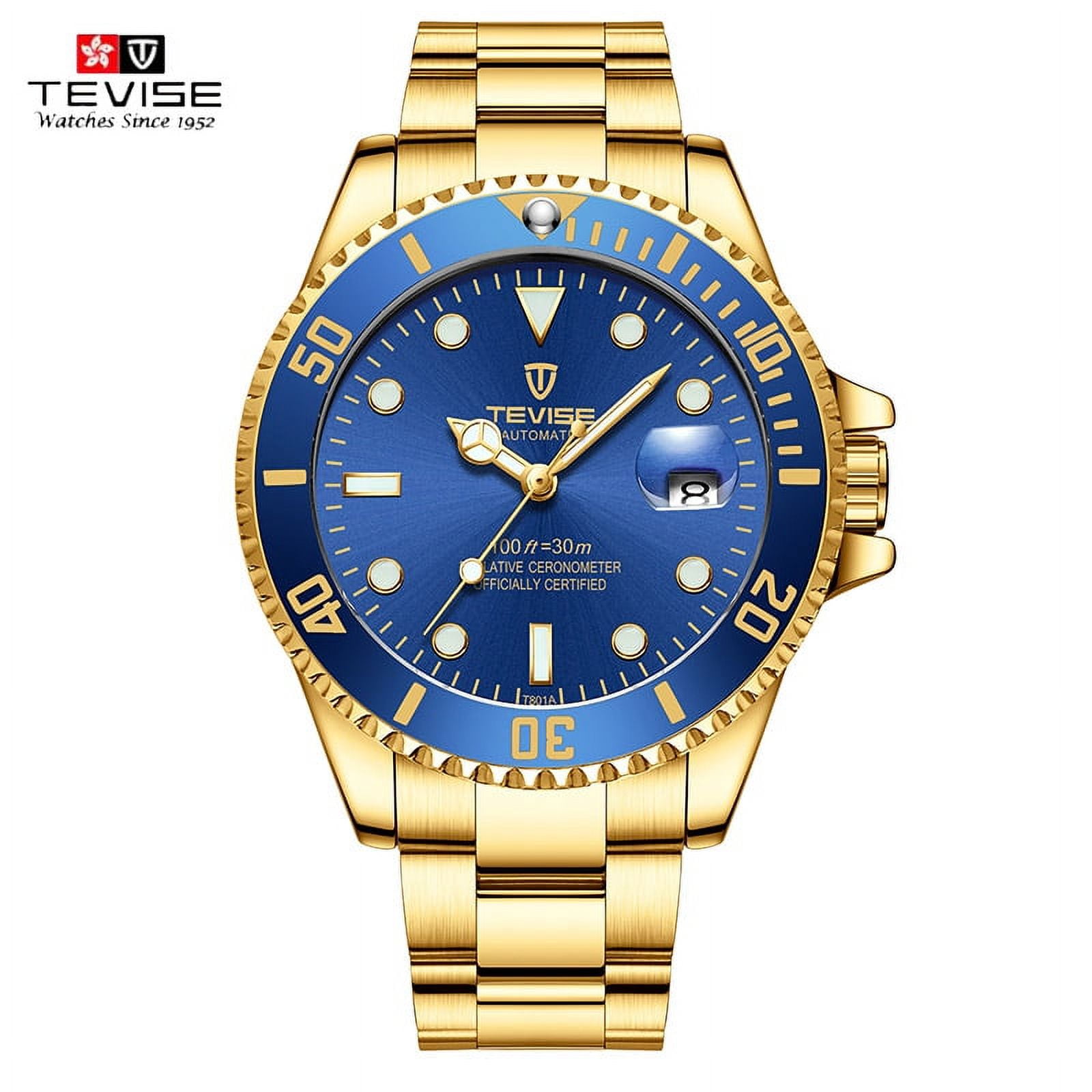 Tevise Classic Quartz Watch Man Waterproof Stainless Steel Wristwatches for Men Relogio Masculino