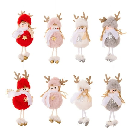 

Christmas Doll Pendant Girl Doll Wide Application Washable Plush Hanging Decorative Snowflake Pattern Cartoon Antlers Xmas Doll Ornaments New Year Gift