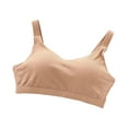 thumbnail image 3 of ATOYSOY Ribbed Tank Tops Sports Bra Everyday Bra Yoga Activewear Solid Color Underwear Push Up Bralette Teens Comfort Bra Breathable Workout Wireless Tank Tops Brown XL, 3 of 7