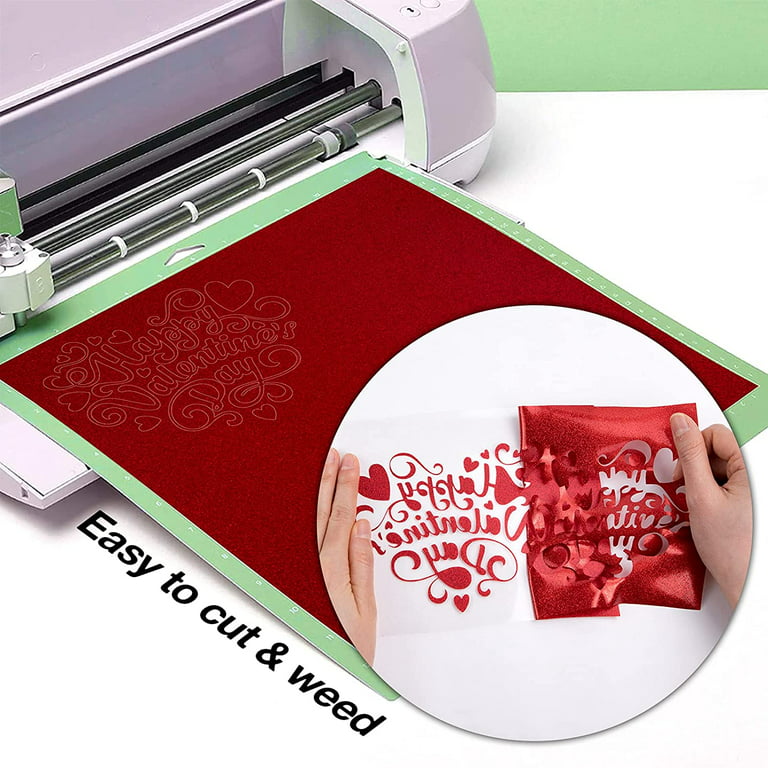 HTVRONT 10 x 15FT Glitter Rose Red Heat Transfer Vinyl Iron on T-shirt for  Cricut & All Cutter Machine 