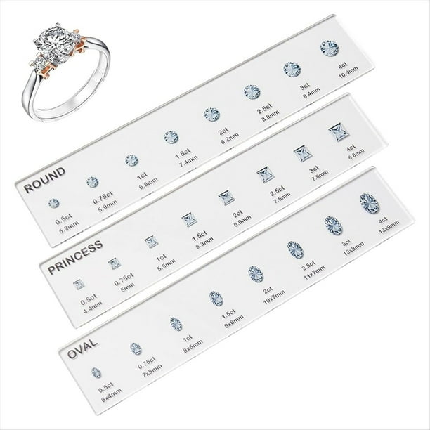 Juego de Medidor de Anillos, Herramienta para Medir Gemas, Medidor de Tamaño de Dedo de 7,9 X 1,9 Pulgadas, Escala de Medición de Quilates, Accesorio para Dar Forma A las Joyas.