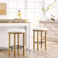 thumbnail image 2 of Counter Stool Chair, Set of 2, Ivory White Oak, Fabric, Wood, Bar Pub Cafe Bistro Dining Kitchen Hospitality Restaurant, Modern Contemporary HB36719, 2 of 8