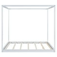thumbnail image 5 of Harper & Bright Designs King Size Canopy Floor Platform Bed, Solid Wood 4 Post Canopy Bed Frame for Kids Teens Adult, White, 5 of 10