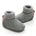 thumbnail image 5 of Xijirk Solid Knit Wool Blend Baby Booties Non Soft Sole Warm Crib Shoes Winter Pre Walker Footwear Grey,12-18 Months, 5 of 6
