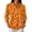 03#Orange, variant on Women's Collared Three Quarter Sleeve Fall Pumpkin Maple Leaf Print Henley Top Casual Autumn Harvest Blouse for Holiday Daily Wear 2XL
