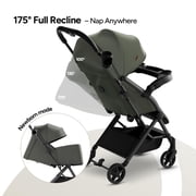 Mompush Lithe V2 Lightweight Stroller with Snack Tray, Newborn Nest Mode, Forest, 17.3LB, Unisex