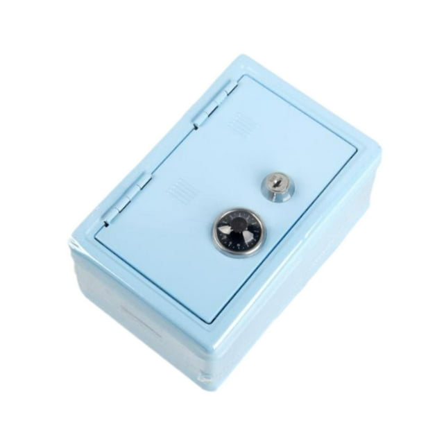 ZheElen Iron Piggy Bank Bank with Lock Pink Home Saving Case Box Storage Money Decor Blue