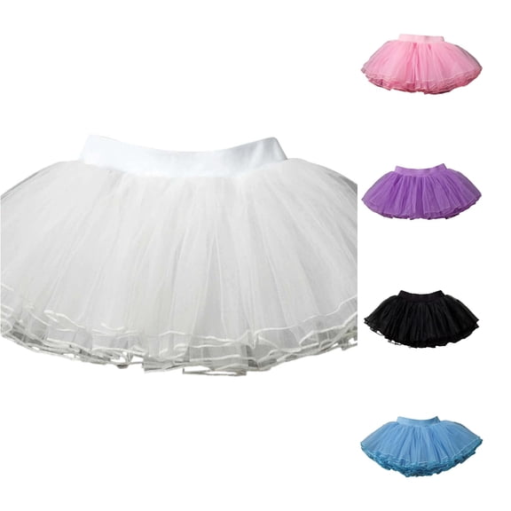 SUXIAN Toddler Girls Skirts Ballet Dance Tutu Layered Flared Elastic Waistband Party Performance For Kids Girls Skirt White 6-7 Years