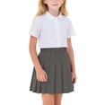 thumbnail image 3 of Girls Pleated Skirt,100%Cotton Elastic Waist Comfortable Versatile School Uniform Skirt Gray, 3 of 8