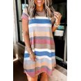 thumbnail image 1 of Women's Multicolor Striped Pocket T Shirt Dress, 1 of 19