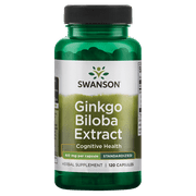 Angle View: Swanson Ginkgo Biloba Extract - Standardized 60 mg 120 Capsules