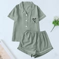 thumbnail image 3 of MEICHEN Lounge Set for Women 2 Piece Pajama Set for Women Heart Print Button Short Sleeve Shirt Matching Shorts Set Summer Cute Sets Women's Essentials Fashion Sleepwear, 3 of 4