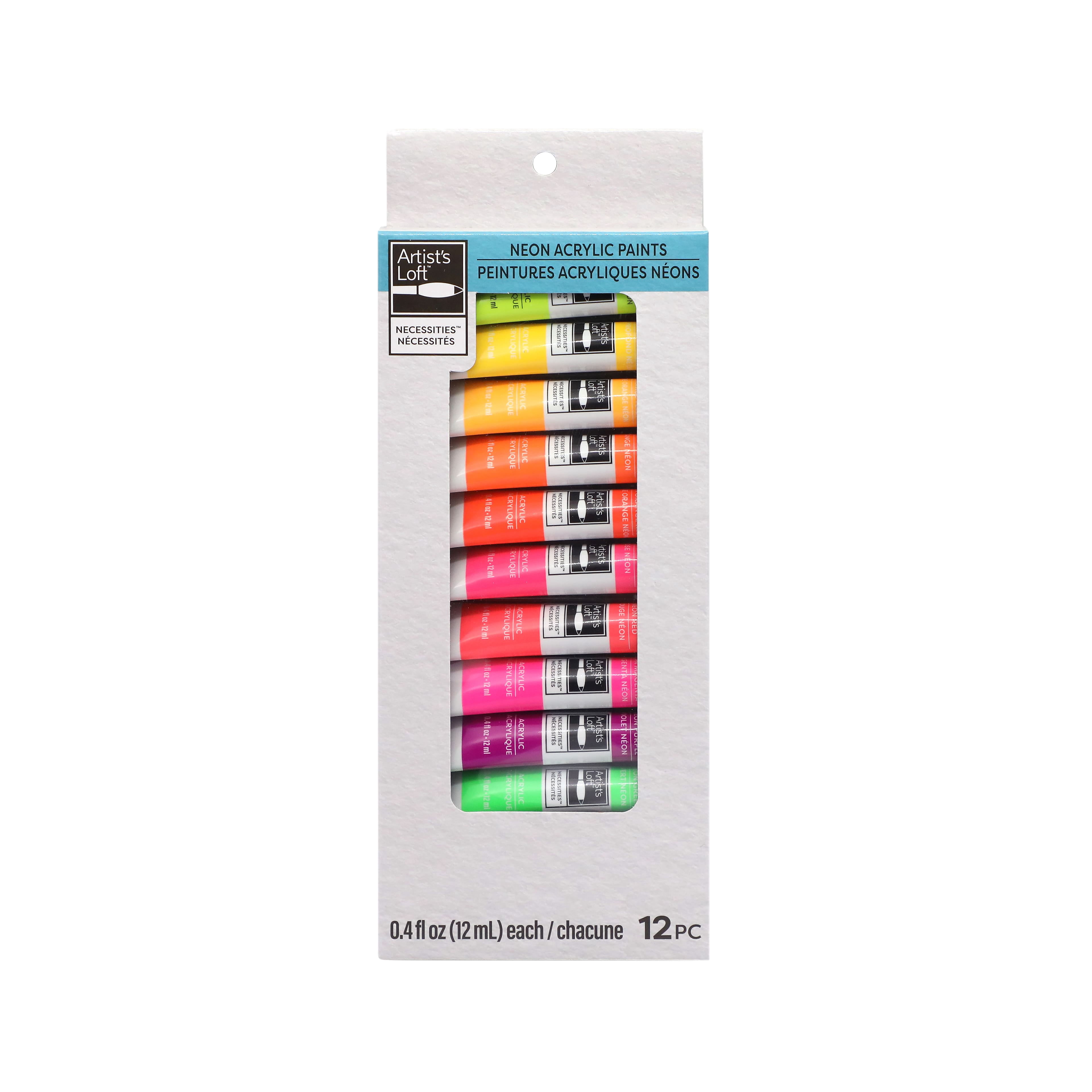 12 ct. (144 total) Neon Acrylic Paints by Artist's Loft Necessities - Assorted Bright Neon Colors – Water-Based - Fast-Drying Paint for Crafts - Canvas - and Mixed Media - 12 Pack