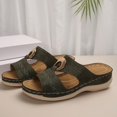 thumbnail image 6 of Mepaouo Womens Wedge Sandals Leather Dressy Walking Shoes Casual Slip on Summer Slides Flats Green 9.5, 6 of 9