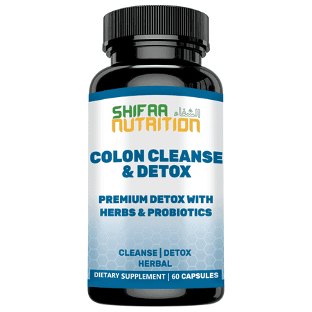 Shifaa Nutrition Halal Colon Cleanse & Detox Pills – 30 Ct, 2x15 Day Supply with Probiotics, Fennel, Cascara Sagrada & Ginger Root for Digestive Support
