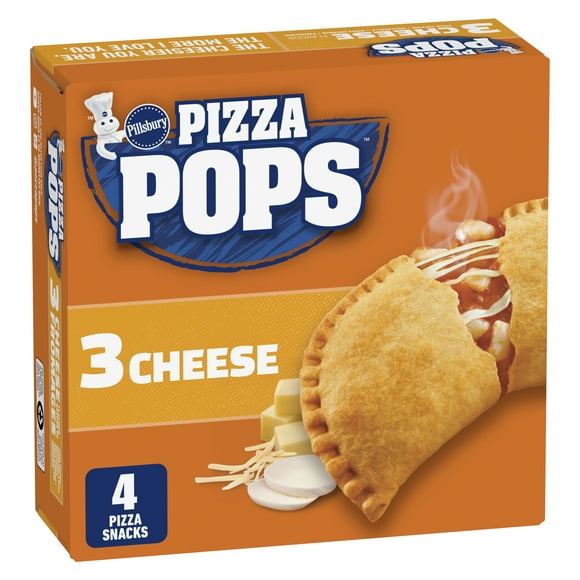 Pillsbury Pizza Pops, 3 Cheese, Mozzarella, White Cheddar, Provolone, Pizza Snacks, 380 g, 4 ct, 4 pizza snacks, 380 g