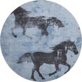 thumbnail image 2 of Addison Rugs Mayfield Premium Machine Washable Transitional Animal Denim Round Rug, 8' X 8' Machine Washable Transitional Animal Denim Oversized Sherpa Throw Blanket, 2 of 6