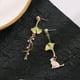 thumbnail image 4 of Pendientes asimétricos, pendientes de perlas de flores de gato verdes y piedras preciosas largas LingWen 9024719148403, 4 of 5