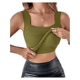 thumbnail image 2 of Women'S U Neck Shapewear Built-in Bra Tank High Strechy Sleeveless Slim Fit Tops Camisole Tops Green S, 2 of 8