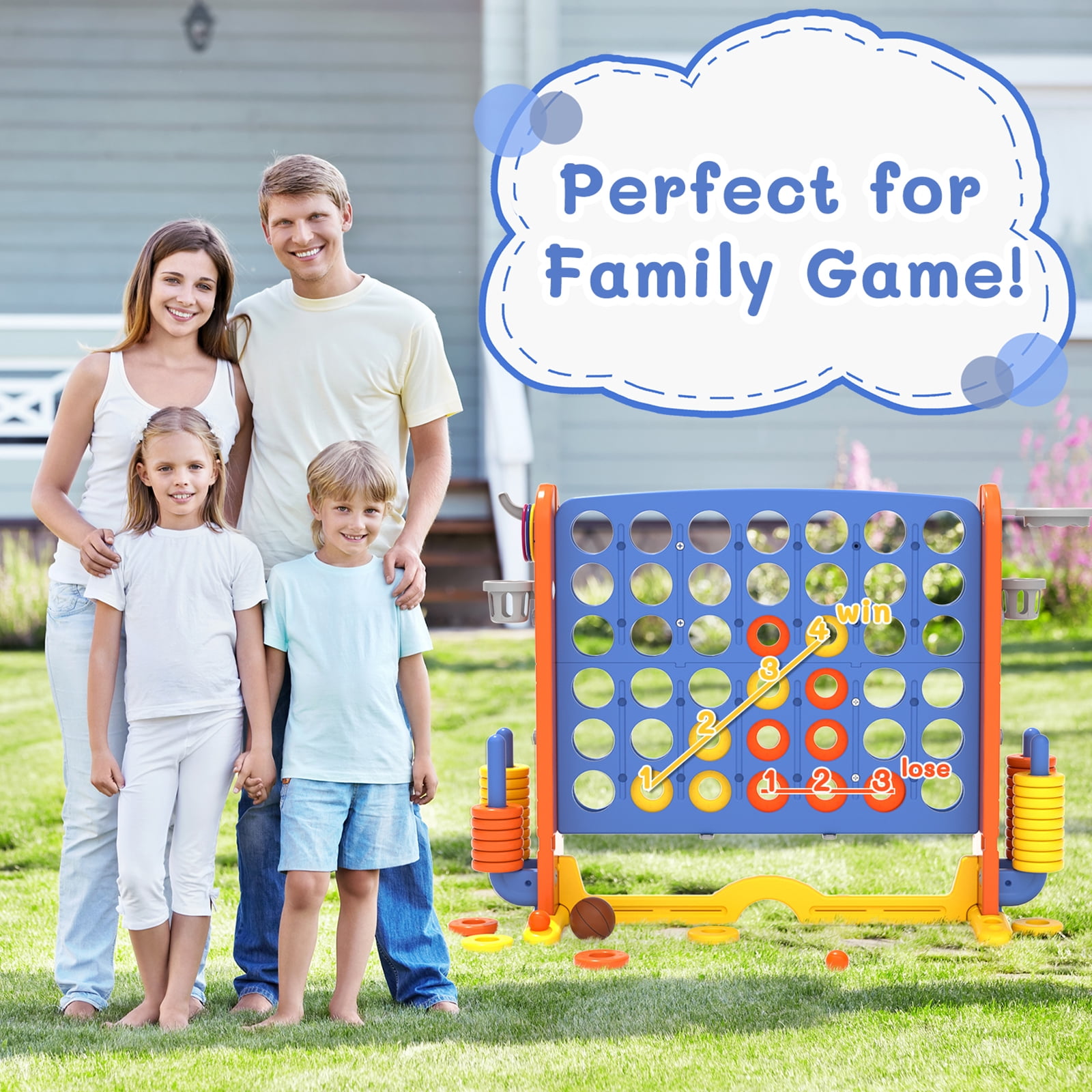 KORIMEFA Jumbo 4-to-Score Giant Game Set W/Storage Carrying Bag for Kids Adult Outdoor Holiday Party Family yard Game, Orange