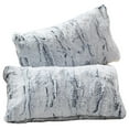 thumbnail image 5 of Drevy Embossed Faux Fur Throw Pillows - Set of 2 Lumbar Couch Pillows, 12" x 20" - White/Blue, 5 of 6