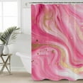 thumbnail image 5 of Pink Marble Abstract Shower Curtain, 60" x 72", Gold Foil Modern Waterproof Bathroom Curtain Washable Shower Curtain Set with 12 Hooks, 5 of 6