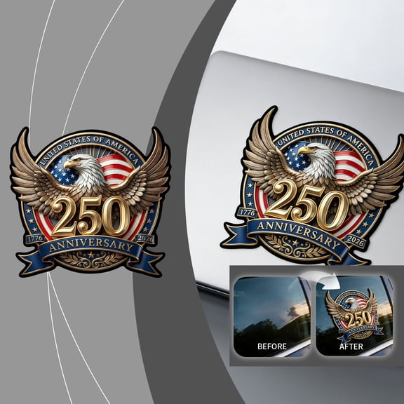 America 250th Anniversary Car Window Decal Sticker - Patriotic USA 250th Anniversary Merchandise, 13x12cm Vinyl Decal for Independence Day, 3pcs