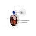 thumbnail image 5 of Gem Stone King 14k White Gold Red Garnet and Blue Created Sapphire Earrings for Women (2.96Cttw, GemstoneJanuary Birthstone, Oval Checkerboard 8X6MM, Round 2.5MM), 5 of 5