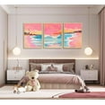 thumbnail image 4 of Hieng 3 Pcs Boho Pink Beach Wall Art Summer Coastal Wall Decor Preppy Canvas Prints Surf Lighthouse Posters Pictures For Teen Girls Dorm Paintings Unframed, 4 of 6