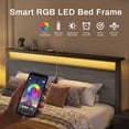 thumbnail image 5 of Bolvdo Queen Bed Frame with LED Headboard & Footboard, Built-in Charging Station, Storage Shelf, Noise-Free, No Box Spring Required, Easy Assembly, Rustic Grey, 5 of 7