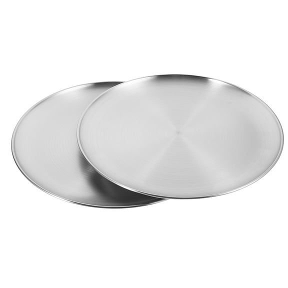 FRCOLOR 2pcs 30cm Stainless Steel Pizza Baking Sheet Round Nonstick Pizza Tray Serving Pan Microwave Oven Baking Tray for Oven Baking