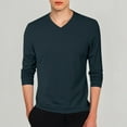 thumbnail image 2 of White T-Shirts for Men Classic Look Casual Crew Neck Men's Slim Fit Lightweight V Neck Long Sleeve T Shirt Casual Layering Top, 2 of 4