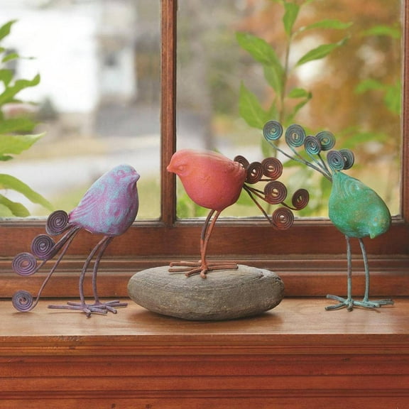 Terra Cotta & Wire Birds Assorted Colors