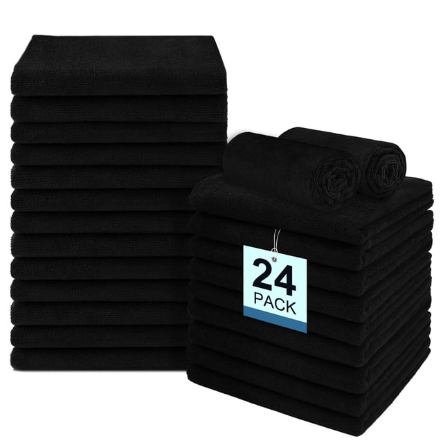 Toallas de salón UNIMADE, 24 unidades, muy absorbentes, 16 x 27 cm, color negro