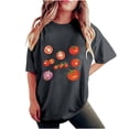 thumbnail image 2 of LEBONYARD Crew Neck Tops for Women,Women's Fashion Summer Round Neck Drop Sleeves Leisure Short Sleeve Fruit Printing Tops Dark Gray S, 2 of 7
