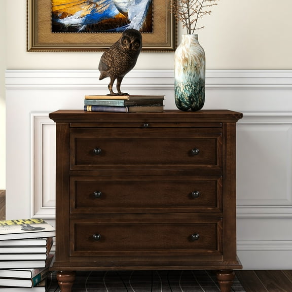 3 Solid Pine Cabinet - For Various Home Spaces With Pull Out Tray Storage Needs