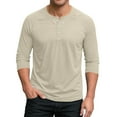 thumbnail image 2 of Mgmyaa Men's Casual Button Down Pullover Shirt 3/4 Sleeve Solid Comfortable Lightweight Daily Wear Versatile Top, 2 of 6