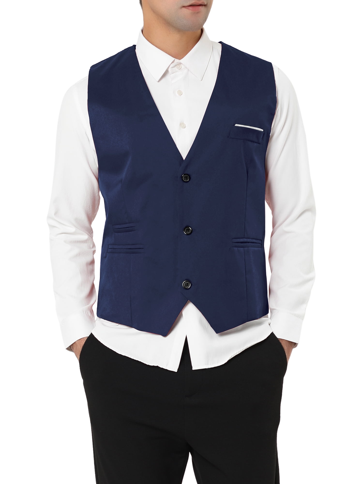 Wehilion Velvet Mens Vest V Neck 4 Button Slim Fit Dress Suit Vest Waistcoat Modern Fit 