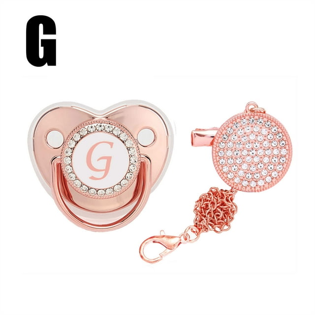 DPTALR Baby Pacifier 26 Letter Name Initial Clip Silicone Infant Nipple Bling Newborn Pacifier