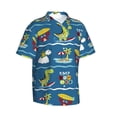 thumbnail image 2 of Bixox Men's Hawaiian Shirts Men's Dinosaur on the Beach Vacation，Coconut Crab Print Short-Sleeve Shirt-3X-Large, 2 of 8